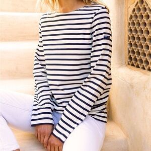 SAINT JAMES L’ATELIER navy stripe Minquiers Moderne long sleeve